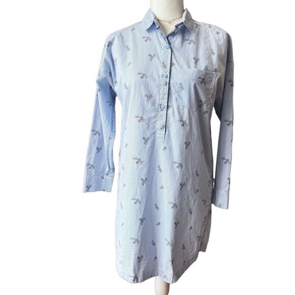 Divided H&M short tee shirt dress light blue floral stripes size 4 - Picture 3 of 16